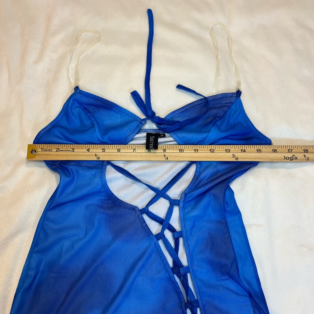 Sister Party Blue Lace-Up Mini‎ Dress - Picture 7 of 8